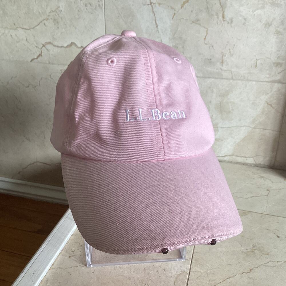 LLBean LED Lighted Pathfinder Baseball Hat, Pink Strapback Preppy Dog Walking